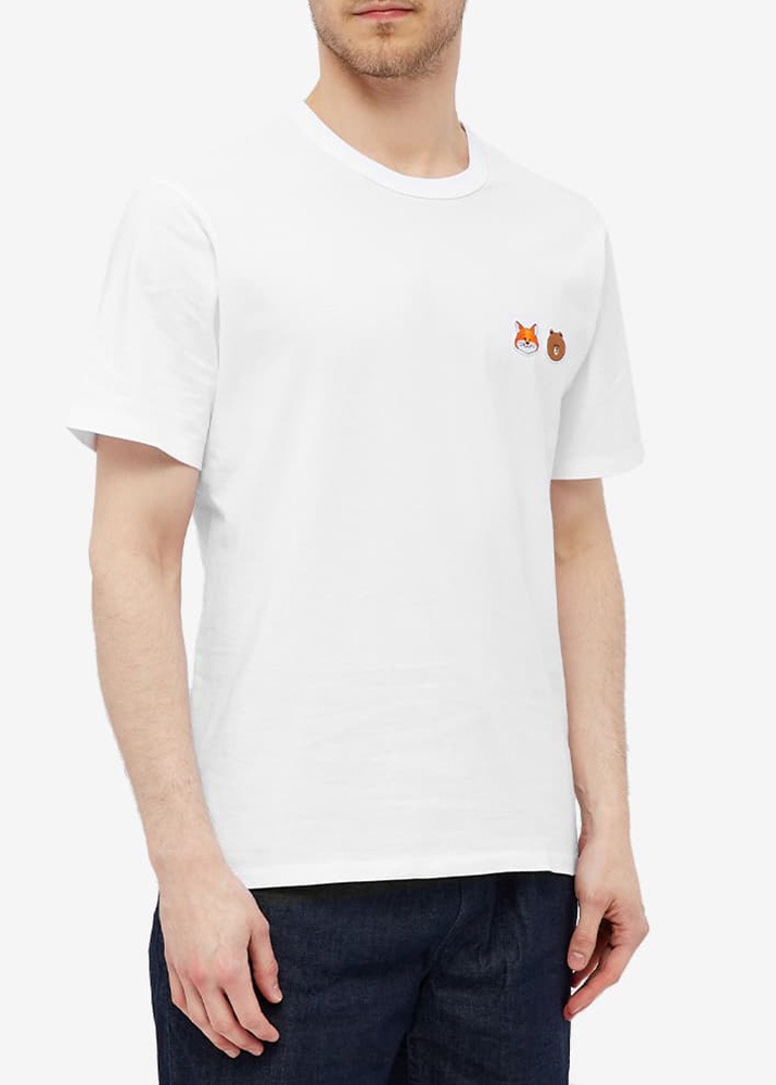 [국내당일발송] 메종 키츠네 X 라인 프렌즈 스몰 패치 티셔츠 [화이트] SPLNU00102 White